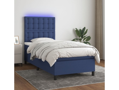 VIDAXL Colchón con somier/LED (Azul - Tela - 90 x 190 cm)