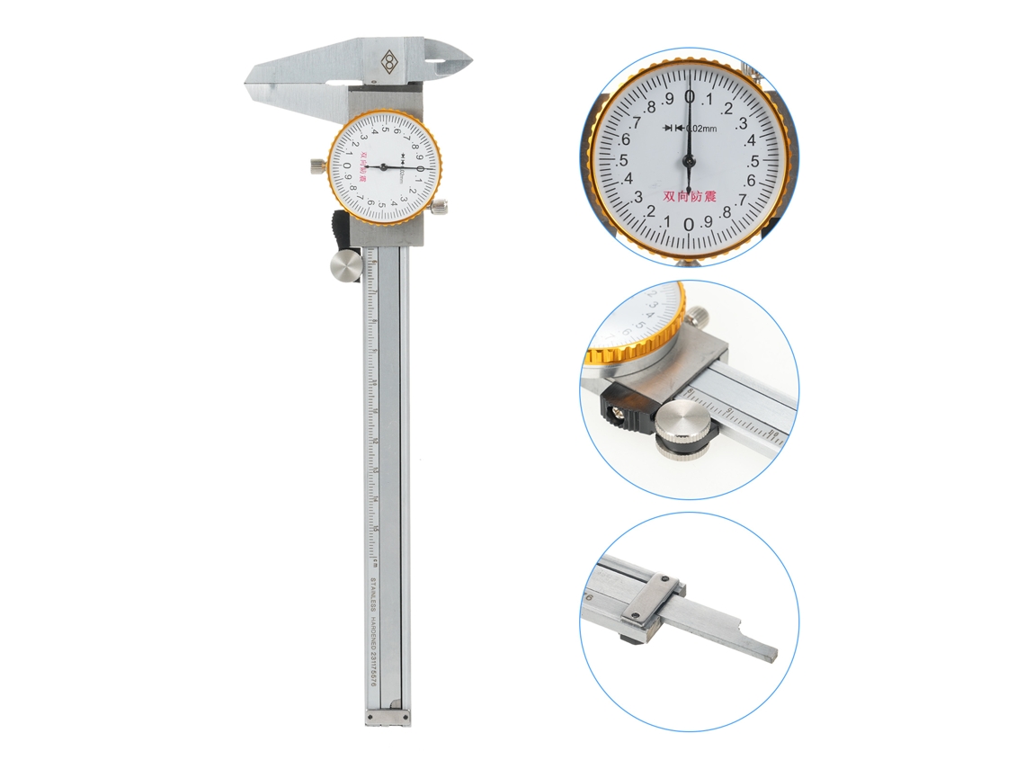 Calibrador De Precisión De Acero Inoxidable Con Dial, Rango De 0 A 150 Mm Y Precisión De 0,02 Mm, Resistente A Impactos.