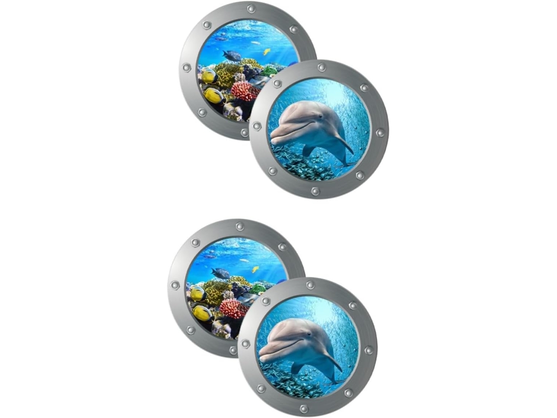 Pegatinas De Pared De Animales Marinos (4 Piezas) Para Decoración De Ventanas
