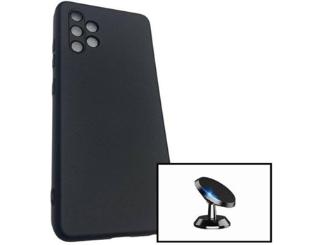 Carcasa + Soporte Magnético Samsung Galaxy A32 5G PHONECARE Silicona Liquida Negro