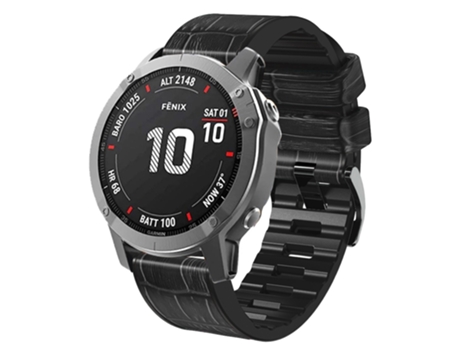 Correa de reloj inteligente para Garmin Fenix 7X/6X Pro/Tactix 7 Correa de cuero de silicona con textura de cocodrilo de 26 mm (negro)