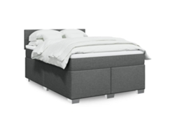 Cama Box Spring Con Colchón Tela Gris Oscuro 140x190 Cm