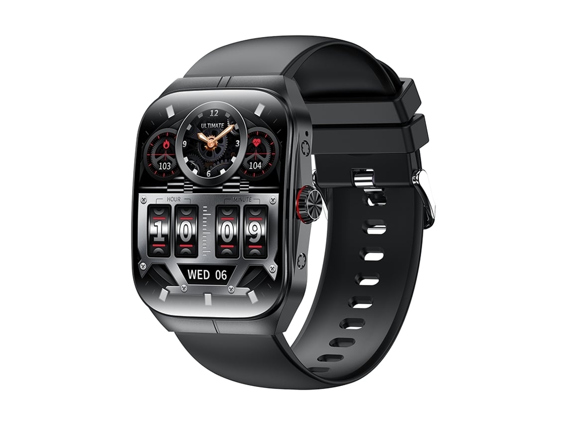 Reloj inteligente Yunzii HK80 con llamadas Bluetooth, monitorización de salud, música y modos deportivos - Negro