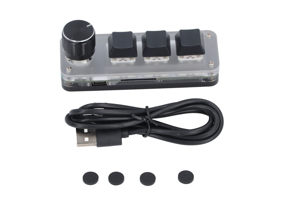 Mini Teclado Mecánico Con 3 Teclas, Botón Con Etiqueta Led Rgb, Interruptores Rojos Y Conexión Usb-c.