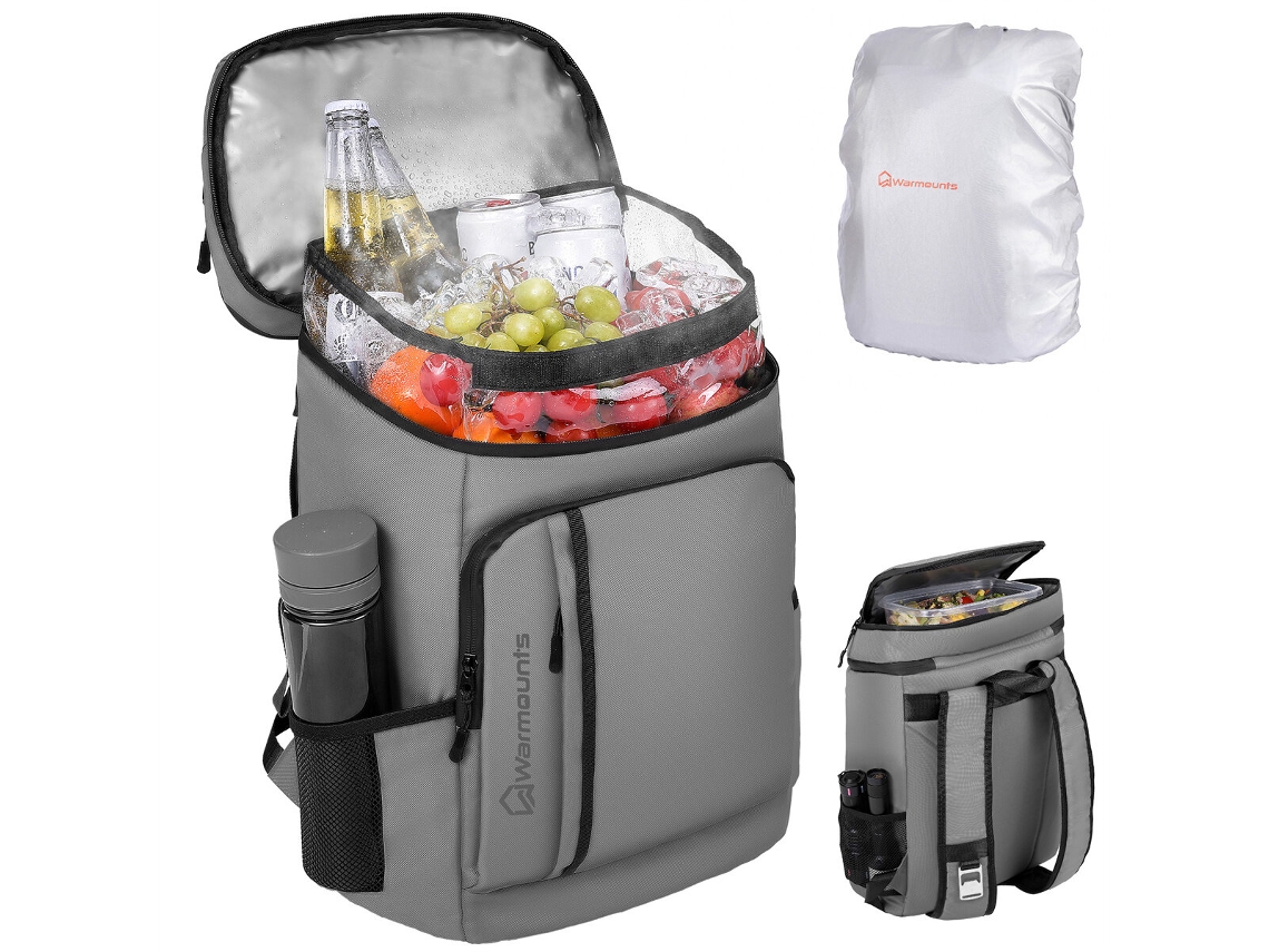 Warmounts Mochila Térmica Cinza 36 Latas Capa Isolante Macia À Prova Vazamentos 2 Compartimentos Camping Trilhas Piquenique Praia