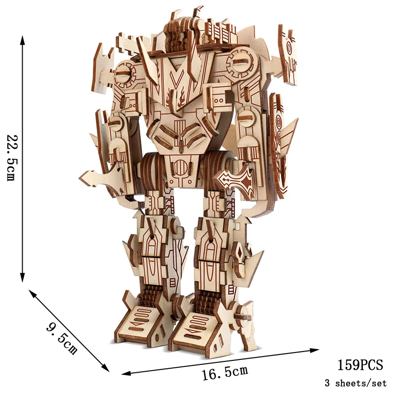 (estilo 3) Rompecabezas De Robot De Madera 3d, Kit De Modelo De Ensamblaje 3d Hecho A Mano Para Armar.