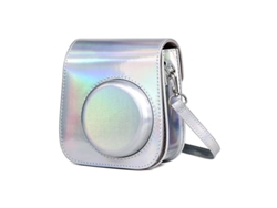 Estuche Eifson para Instax Mini 12, 11, 9 y 8, en piel sintética con correa para el hombro (plateado)