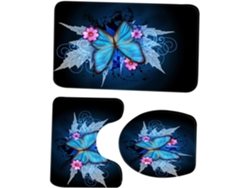 Juego de 3 alfombrillas de baño modernas con estampados, juego de alfombrillas de inodoro sin borde para Slowmoose