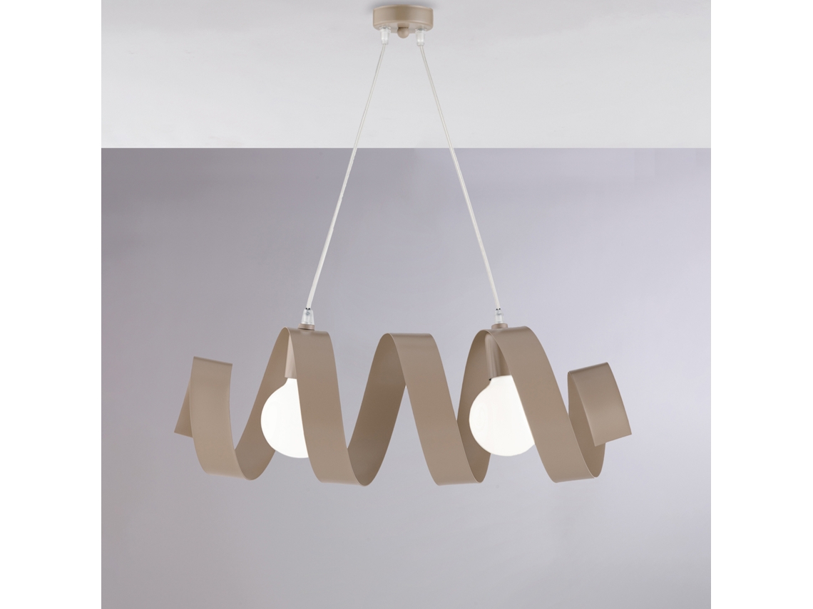 Lámpara colgante Helix de hierro lacado gris paloma mate con cable eléctrico regulable, 2 luces, L. 54 x 20, Bl141, 2 a Belight