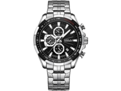 Reloj De Pulso Masculino De Acero Inoxidable Con Fecha Automática Y Cronógrafo Resistente Al Agua Plata Negro Yuysan