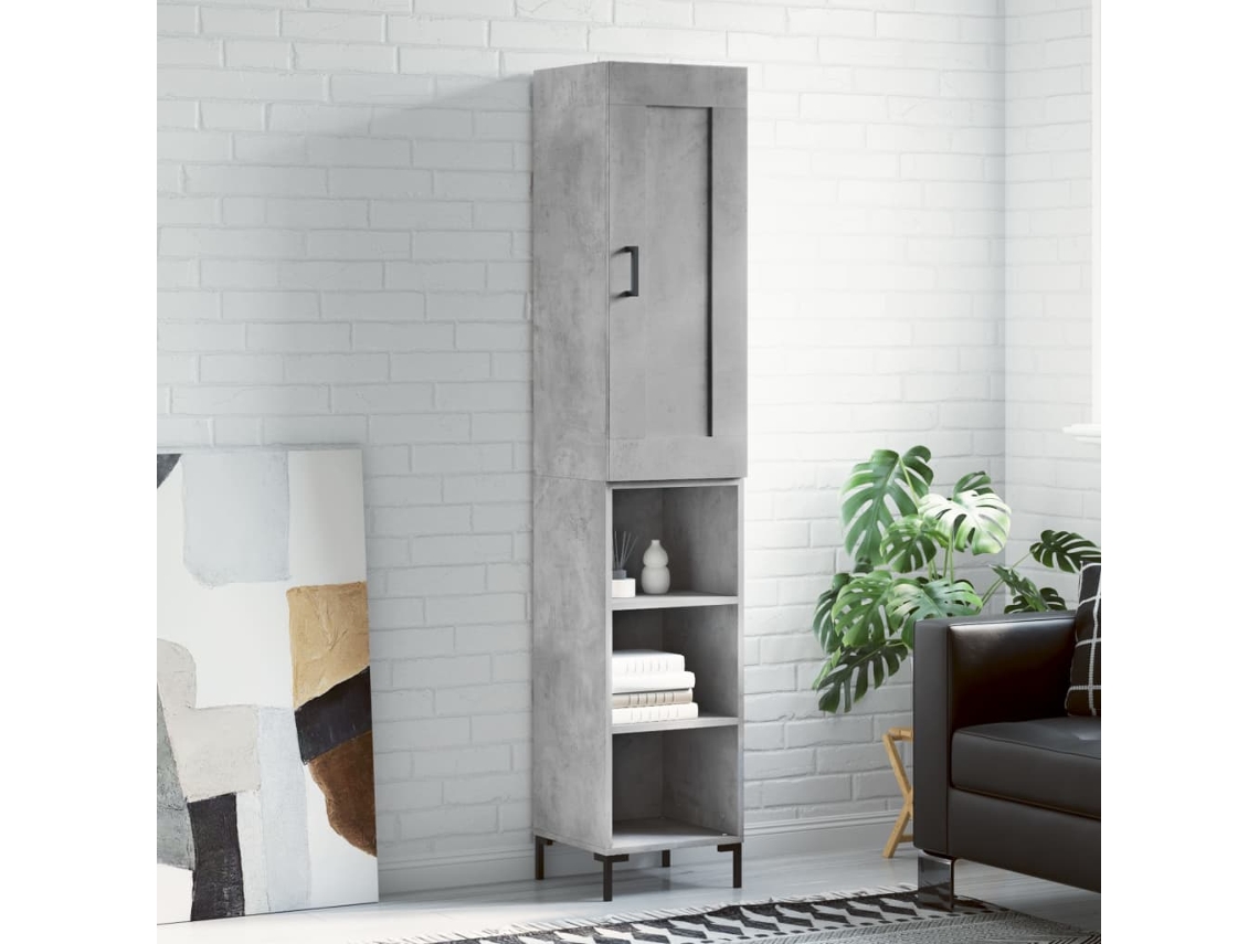 Aparador Alto VIDAXL Gris Madera contrachapada (34,5x34x180 cm)