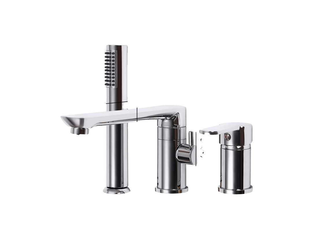 Grifo mezclador de baño, caño giratorio de 360°, ducha de mano incluida, plata OEM