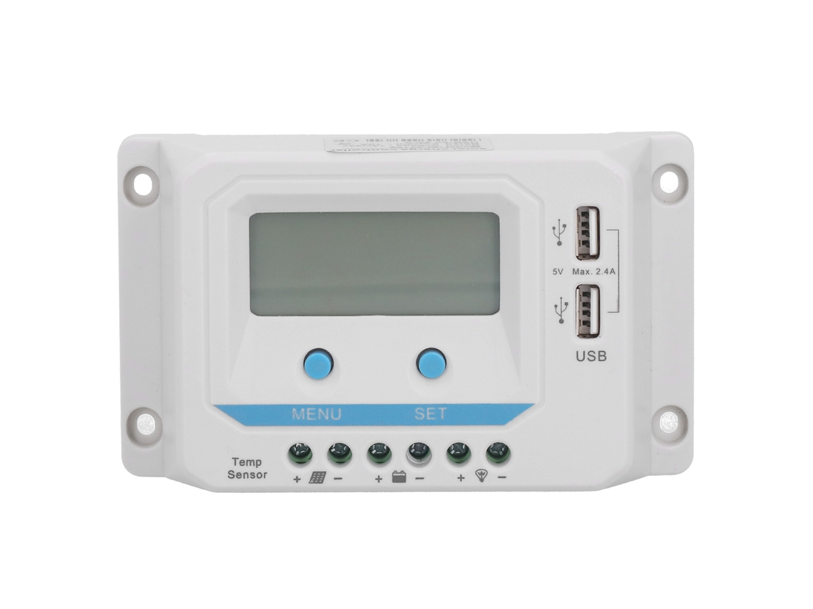 Controlador De Carga Solar Pwm El2410z 12v/24v 10a Con Pantalla Lcd Y Usb Para Hogar