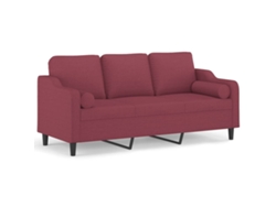 Maison Exclusive - Sofá De 3 Plazas Con Cojines Tela Rojo Tinto 180 Cm