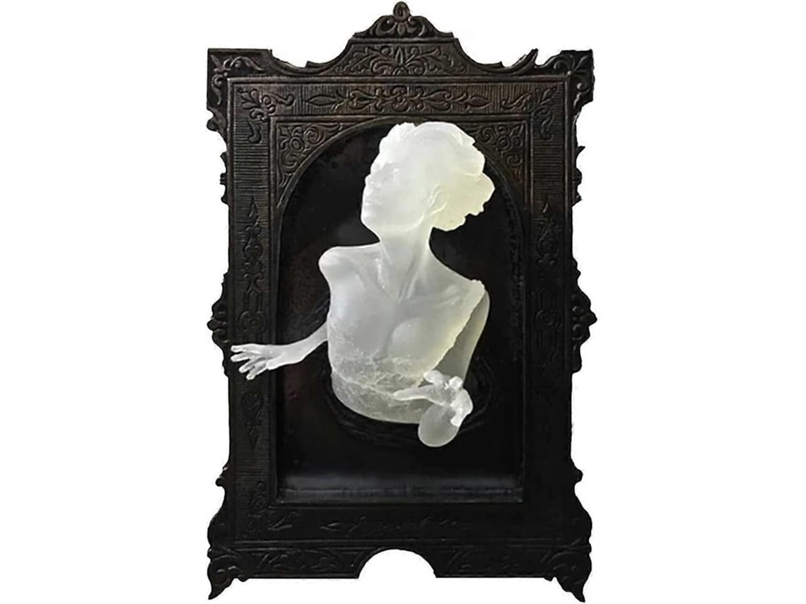 Rebe-decoración De Espejo Con Fantasma Luminoso, Estatua De Resina, Decoración De Halloween, Casa Embrujada Mujer