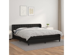 Cama Box Spring Con Colchón Cuero Sintético Negro 180x200 Cm