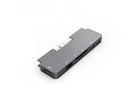 Estación de acoplamiento multifuncional 7 en 1 con USB 3.0, HDMI, carga PD, ranuras para tarjetas SD/TF y puerto de audio (gris) BISBISOUS