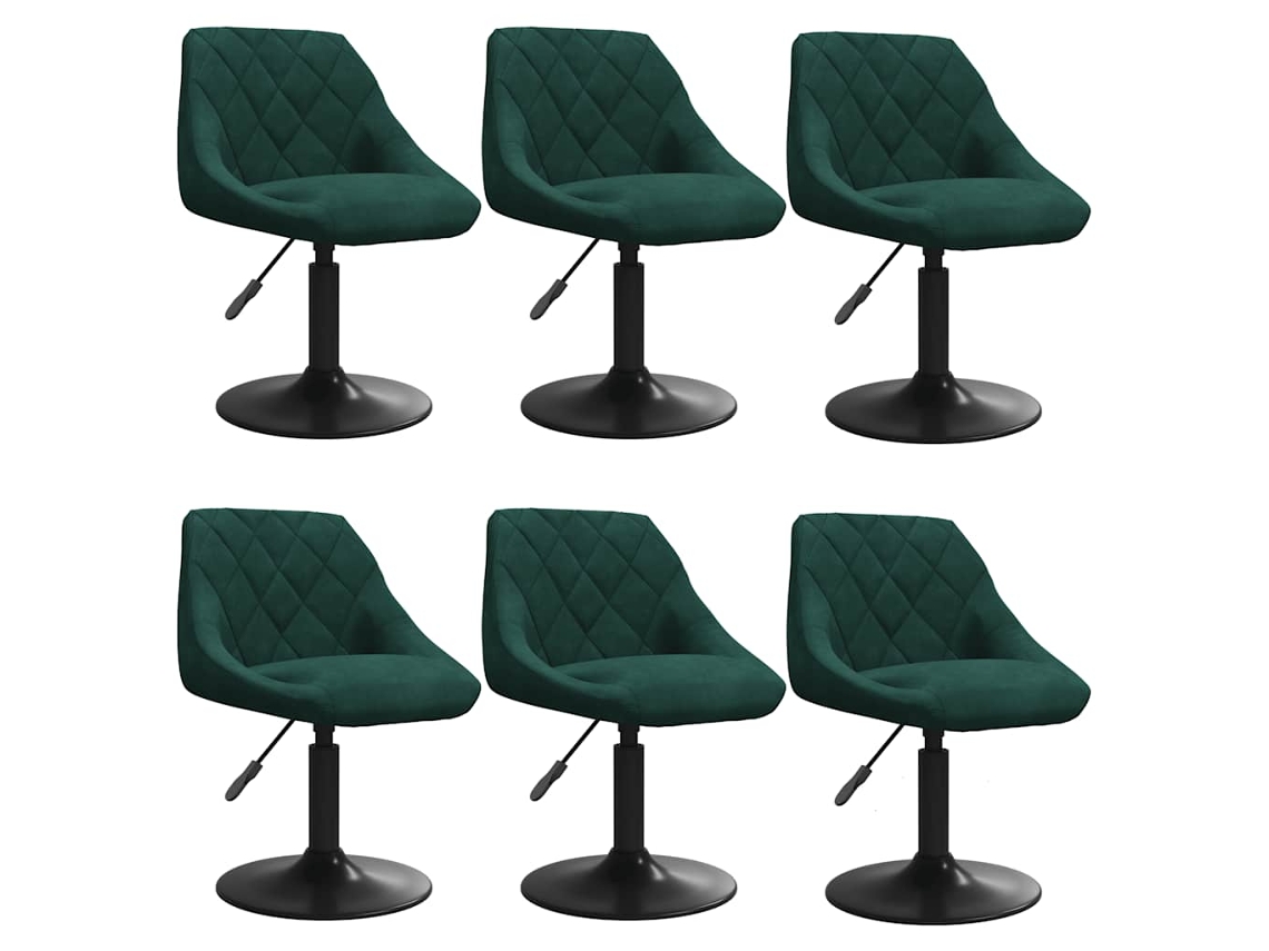 Maison Exclusive - Silla De Comedor Giratoria 6 Uds Terciopelo Verde Oscuro