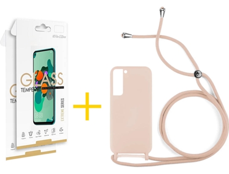 Carcasa + 2 Protectores de Pantalla para Samsung Galaxy S22 Plus 5G SKYHE Rosa Pastel