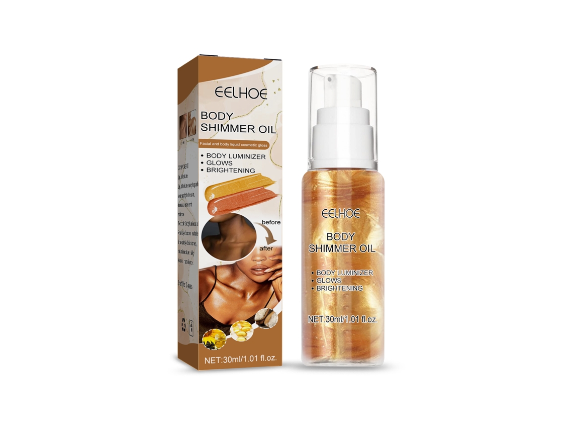 Aceite corporal iluminador con brillo diamante para rostro y cuerpo, 30 ml, aceite de girasol y vitamina E.