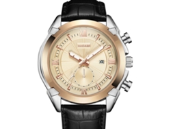Reloj Hombre De Cuarzo Con Correa De Cuero Pu Dial Oro Rosa Pulsera Casual