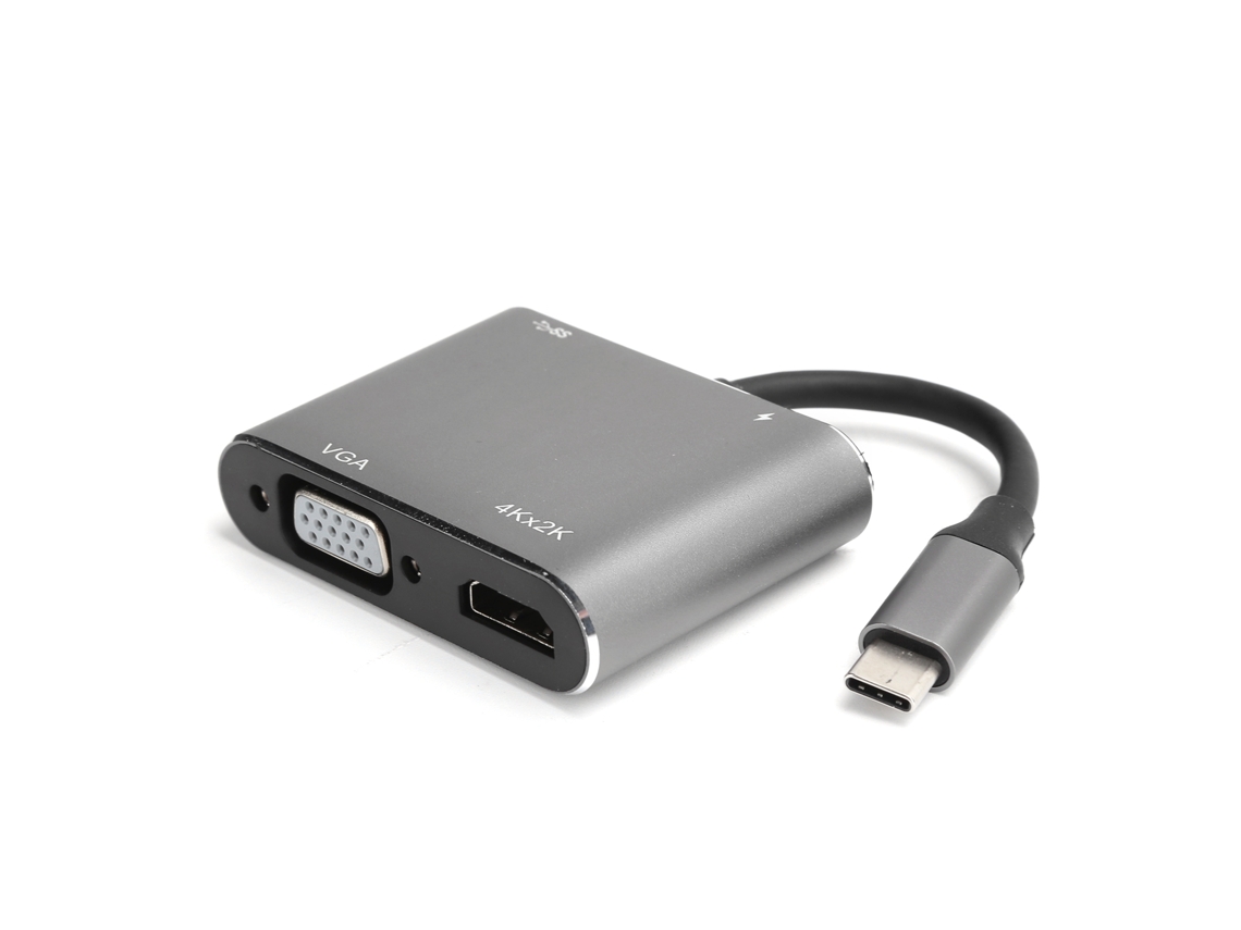 Estación De Acoplamiento Usb-c A Hdmi Vga Usb3.0, Convertidor 4 En 1 Con Carga Rápida De 87 W Y 4k.