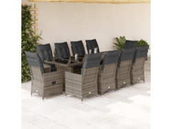 Conjunto de bistró de jardín de 11 piezas con cojines, mimbre gris, DKD Home Decor