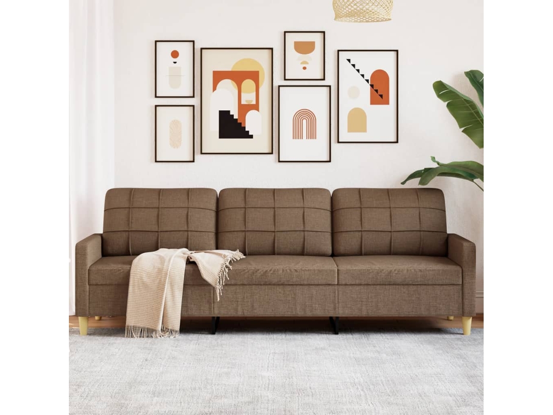 Sofá De 3 Plazas | Sofá De Salón | Sofá De Descanso De Tela Marrón 210 Cm Wsd654473