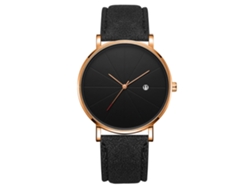Reloj De Pulsera De Cuarzo Para Hombre/mujer Con Bisel Redondo Y Correa De Malla Informal (negro)