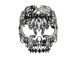 KOFIHETY Máscara de Metal Negro con Diseño de Calavera y Ojo Hueco para Fiesta de Disfraces