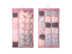 Organizador de ropa interior de doble cara para colgar sujetadores, bragas y calcetines, bolsa de almacenamiento rosa