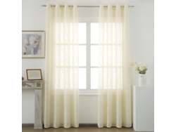 Cortina de lino con tejido traslucido 140 x 260 cm Blanco marfil - Individual