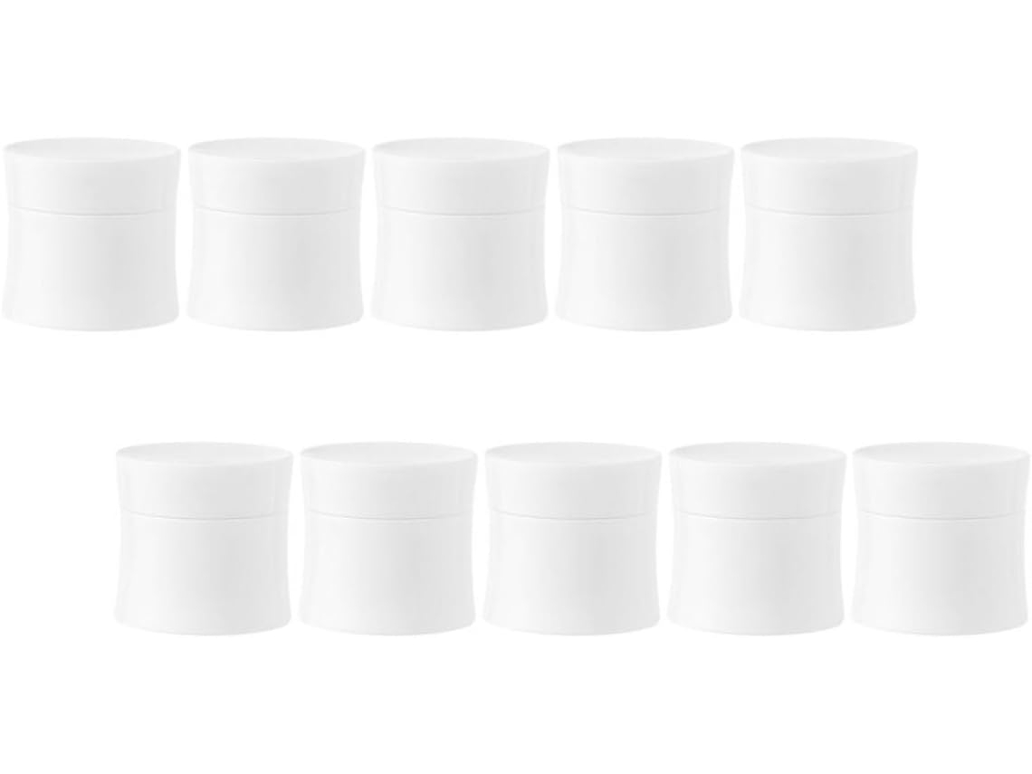 Ciieeo Com 10 Potes Cosméticos De Plástico Pp Branco, 50g, Leves E À Prova De Vazamentos, Para Cremes Faciais E Outros Produtos.