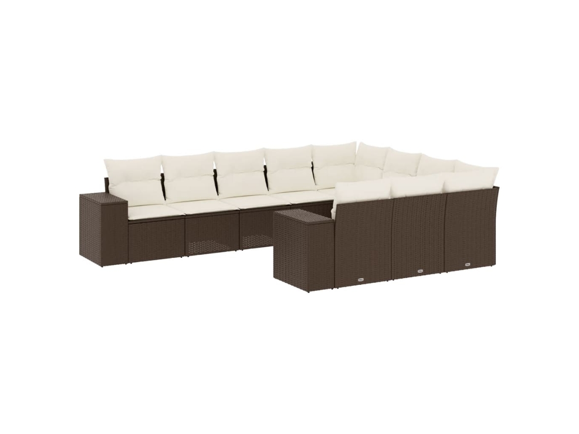 Maison Exclusive - Set De Sofás De Jardín 10 Pzas Y Cojines Ratán Sintético Marrón