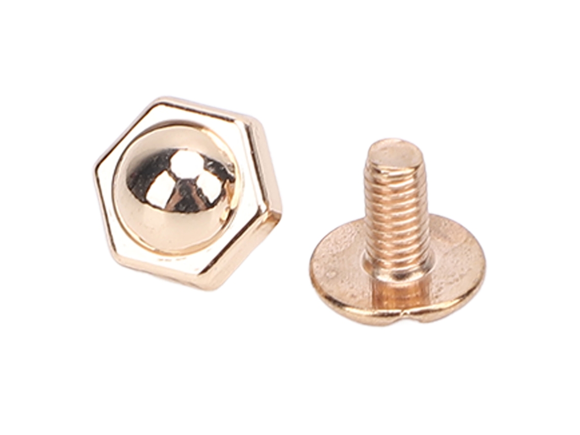 50 Conjuntos Rebites Hexagonais 8mm Liga de Zinco Parafusos para Arte em Couro Decoração