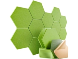 Paneles Acústicos De Pared De Alta Densidad, Autoadhesivos, Para Absorber El Ruido Y Eliminar Los Ecos (12 Unidades, Verde/30x26cm) Gertiz