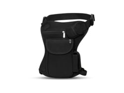 Bolsa De Cintura Y Pierna Linjou Canvas Deportiva Moto Outdoor Negro 9x12.6x2.4"