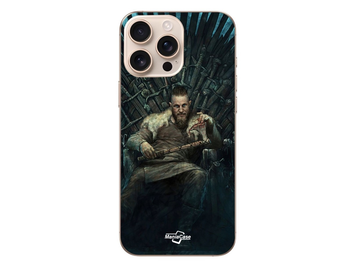 Funda Vikings Ragnar Lothbrok Trono Game Of para iPhone 16 Pro Max MANIACASE Negro