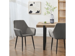 Conjunto de 2 cadeiras de jantar Hollola em veludo e aço 86 x 57 x 56 cm - Cinza escuro [en.casa]