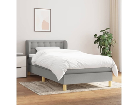 vidaXL Cama con somier y colchón 90x190 cm tela gris claro