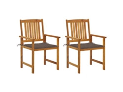 Conjunto 2 Silla de director VIDAXL Gris Topo Madera de acacia (61x57x92 cm)