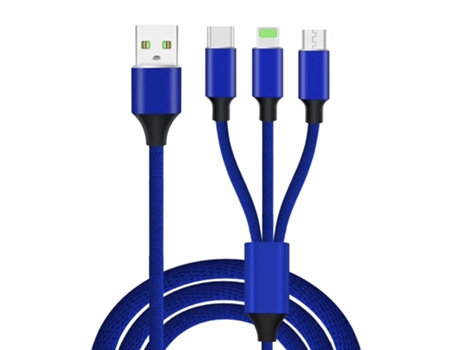 Cable Carga Lightning Type-C Micro Usb Rápida Datos Dispositivos para Apple, Samsung Iphone Xs, Iphone Xs Xr Xs Max X 8 7 Azul
