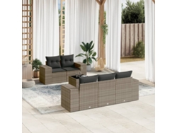 Conjunto de 6 sofás de jardín con cojines en mimbre gris DKD Home Decor