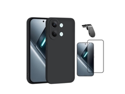 Kit Vidro Temperado Capa Silicone Líquido Suporte L Phonecare Para Xiaomi Poco X8 Pro Max - Preto