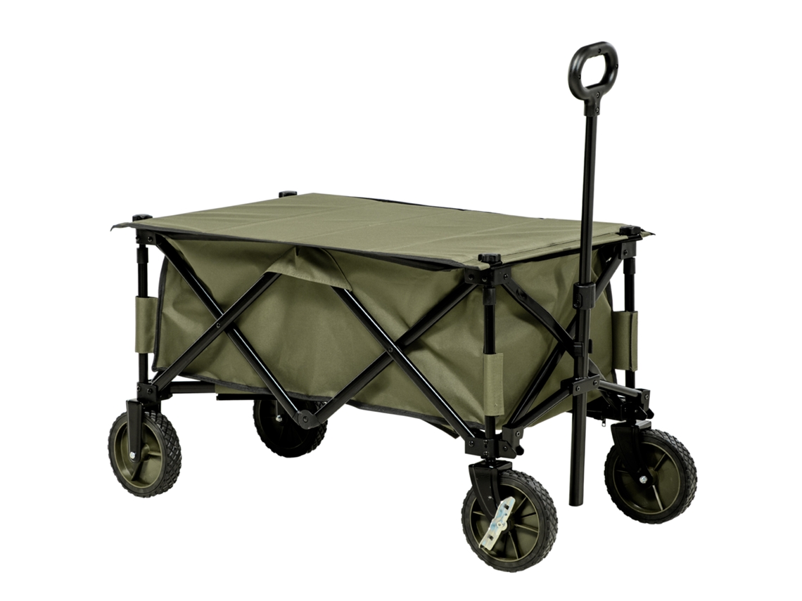 Cochecito De Playa Con 4 Ruedas, Funda, Manillar, 5 Bolsillos, 108x55x93cm, Verde.