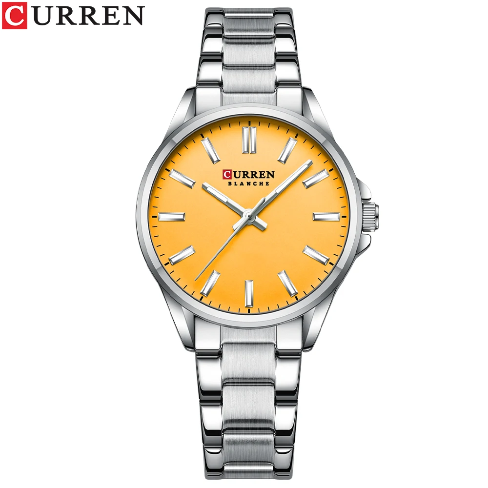 Relógio Feminino (amarelo Prateado), Relógio De Luxo Moderno Em Aço Inoxidável À Prova D'água.
