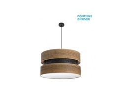 Lámpara colgante Colet 3xe27 negra/madera oscura Regx60x60 cm Fabrilamp