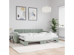 Sofá Cama Nido Con Colchón Terciopelo Gris Claro 80x200 Cm