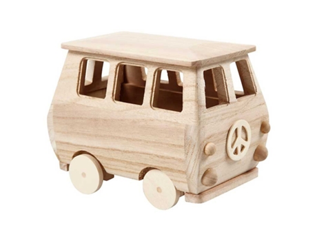 Minifurgoneta de madera 17 x 13 cm