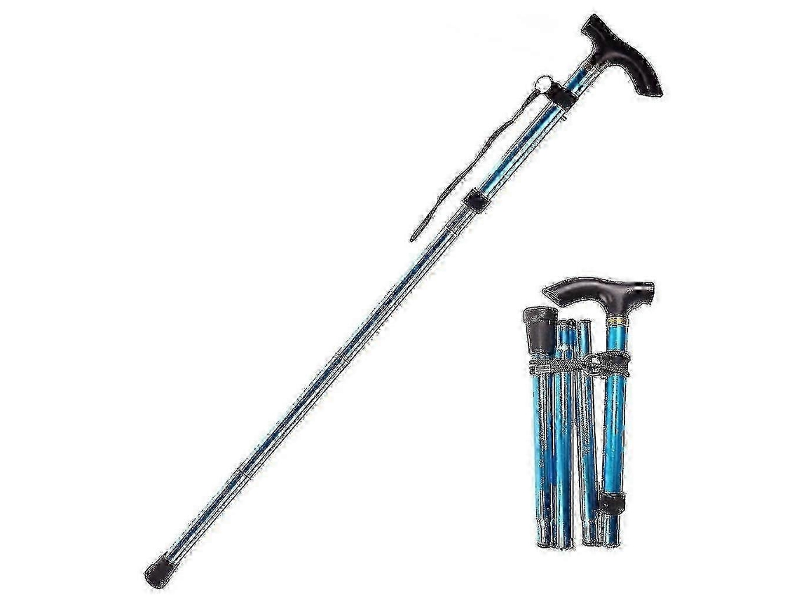 Bastón plegable y ajustable de aleación de aluminio con base antideslizante, ideal para senderismo. 1 unidad.